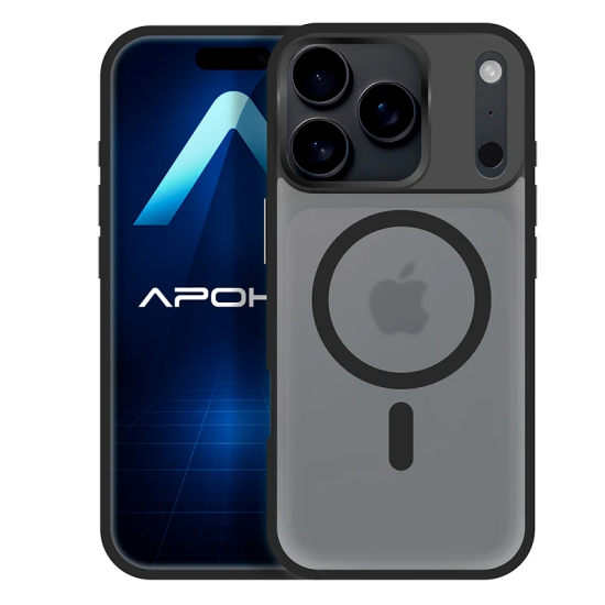 Capa Duro Designer Com Magnético Para Apple iPhone 17 Pro fumado Preto